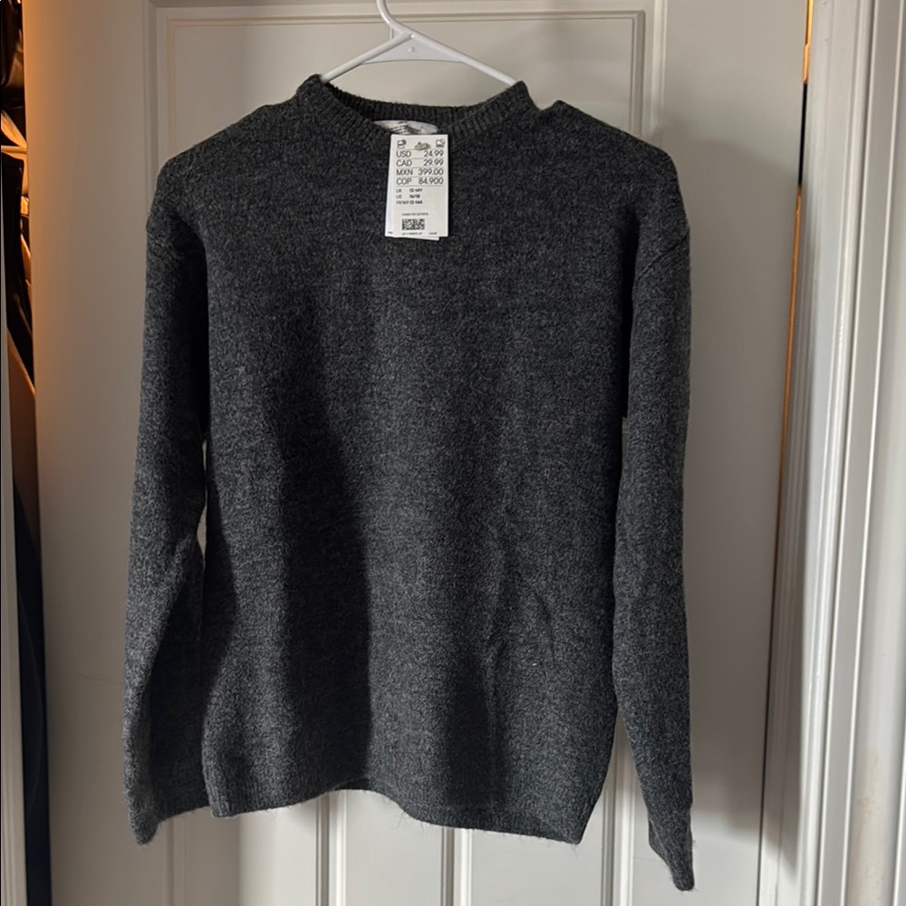H&M Gray Crewneck Sweater Knit Minimalist Design kids size 16/18